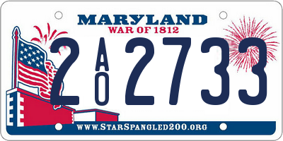 MD license plate 2AO2733