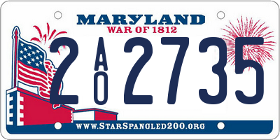 MD license plate 2AO2735
