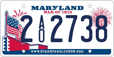 MD license plate 2AO2738