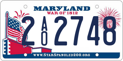 MD license plate 2AO2748