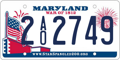 MD license plate 2AO2749
