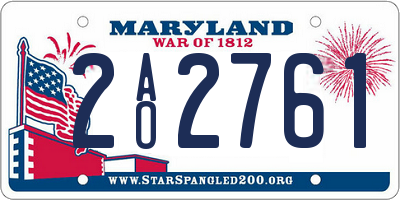 MD license plate 2AO2761