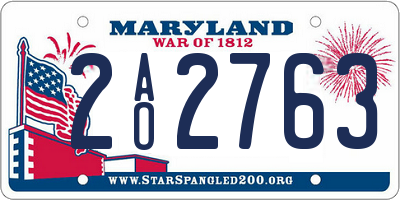 MD license plate 2AO2763