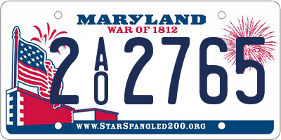 MD license plate 2AO2765