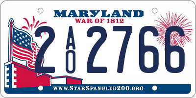 MD license plate 2AO2766