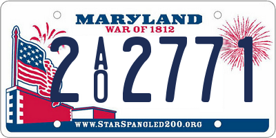 MD license plate 2AO2771
