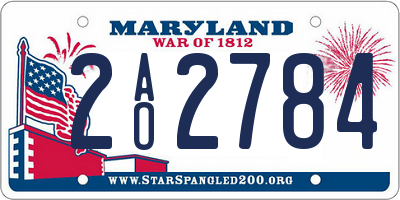 MD license plate 2AO2784