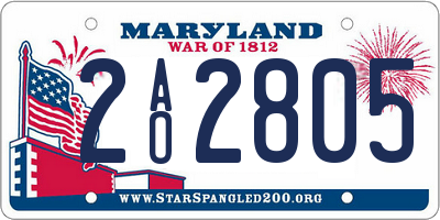 MD license plate 2AO2805