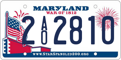 MD license plate 2AO2810