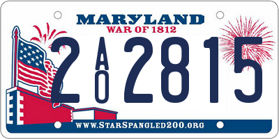 MD license plate 2AO2815