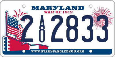 MD license plate 2AO2833