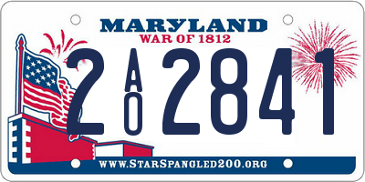 MD license plate 2AO2841
