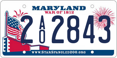 MD license plate 2AO2843