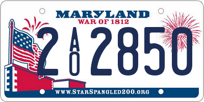 MD license plate 2AO2850