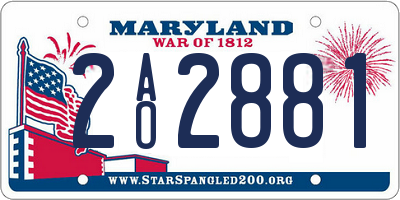 MD license plate 2AO2881