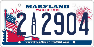 MD license plate 2AO2904