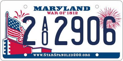 MD license plate 2AO2906