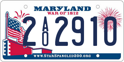 MD license plate 2AO2910