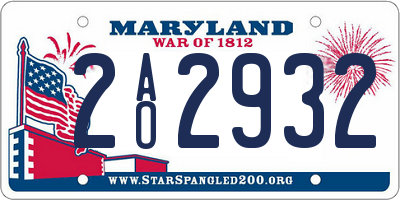 MD license plate 2AO2932