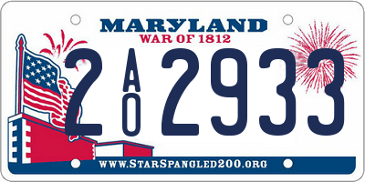 MD license plate 2AO2933