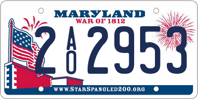 MD license plate 2AO2953