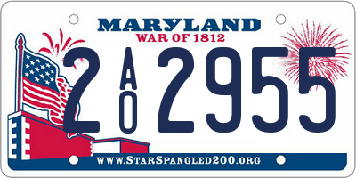 MD license plate 2AO2955