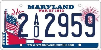 MD license plate 2AO2959