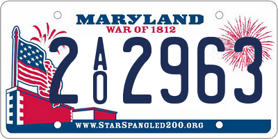 MD license plate 2AO2963