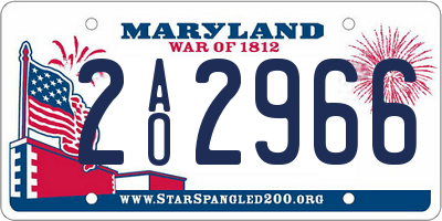 MD license plate 2AO2966