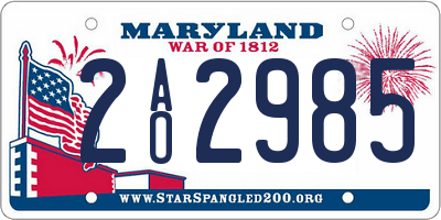 MD license plate 2AO2985