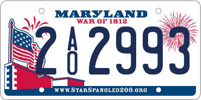 MD license plate 2AO2993
