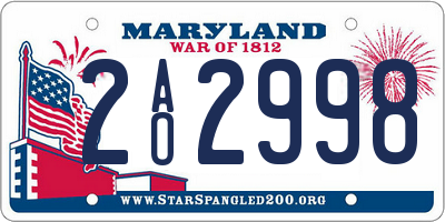 MD license plate 2AO2998