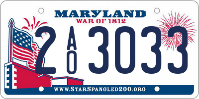 MD license plate 2AO3033
