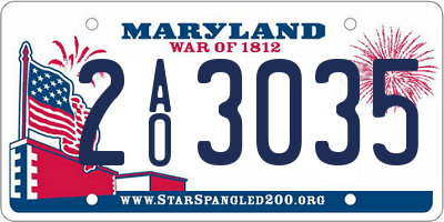 MD license plate 2AO3035
