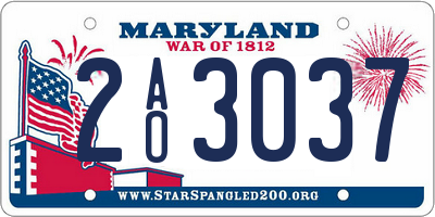 MD license plate 2AO3037