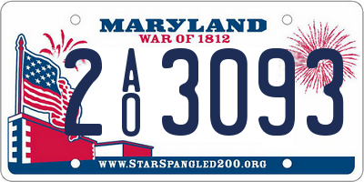 MD license plate 2AO3093