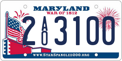 MD license plate 2AO3100
