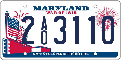 MD license plate 2AO3110