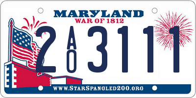 MD license plate 2AO3111