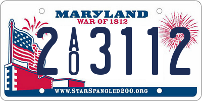 MD license plate 2AO3112