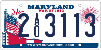 MD license plate 2AO3113