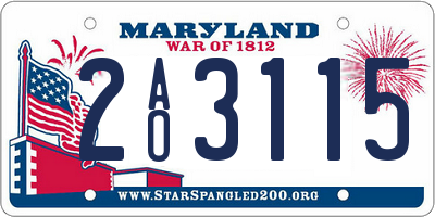 MD license plate 2AO3115