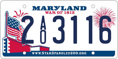 MD license plate 2AO3116