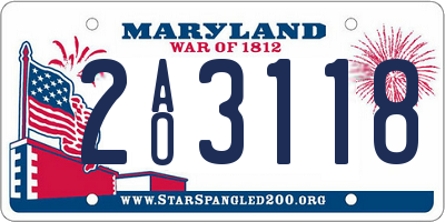 MD license plate 2AO3118