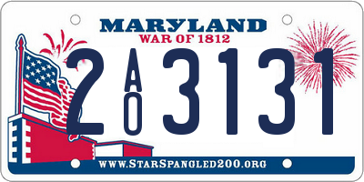 MD license plate 2AO3131