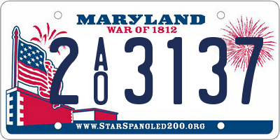 MD license plate 2AO3137