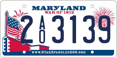 MD license plate 2AO3139