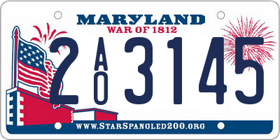 MD license plate 2AO3145