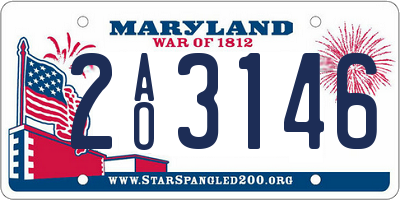 MD license plate 2AO3146
