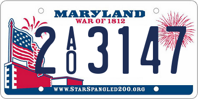 MD license plate 2AO3147
